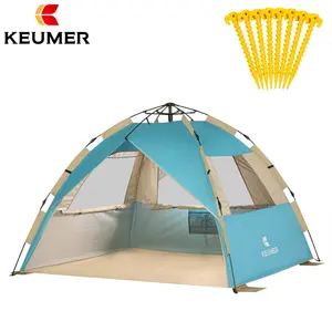 स्वचालित आउटडोर पॉप अप, सूरज शरण, समुद्र तट तम्बू 3-4 व्यक्ति के लिए KEUMER