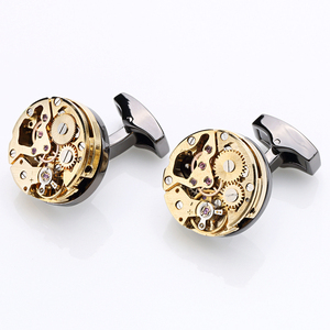 OB Gioielli <span class=keywords><strong>da</strong></span> <span class=keywords><strong>Uomo</strong></span> Movimento Orologio <span class=keywords><strong>Gemelli</strong></span> Di Immobili Steampunk Gear Orologio Meccanismo Oro <span class=keywords><strong>gemelli</strong></span> Per Mens - Product Image 3
