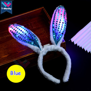 T-layık sevimli kabarık tavşan tavşan Led kulaklar cadılar bayramı kafa bandı sıcak satış promosyon cadılar bayramı kafa bandı - Product Image 5