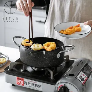 Yang Menguntungkan Rumah Batu Medis Besi Deep Fryer Pot dengan Saringan Minyak 1352