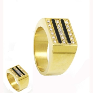 Dernier design, bague en acier inoxydable, simple, avec cristaux, grande pierre, <span class=keywords><strong>pour</strong></span> hommes - Product Image 5