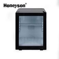 Mini-réfrigérateur Honeyson Hotel Top 30 litres en acier inoxydable avec porte vitrée, thermoélectrique, portable, refroidissement par air, classe énergétique 1