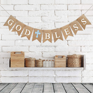 Nueva fiesta <span class=keywords><strong>de</strong></span> comunión Banner bautismo bautizo decoración arpillera <span class=keywords><strong>Dios</strong></span> bendiga banderines suministros <span class=keywords><strong>de</strong></span> decoración para fiestas - Product Image 1