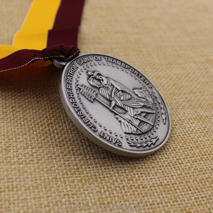 Hot Sale Metall Antik Silber <span class=keywords><strong>Saint</strong></span> <span class=keywords><strong>Christopher</strong></span> Medaille mit Band - Product Image 4