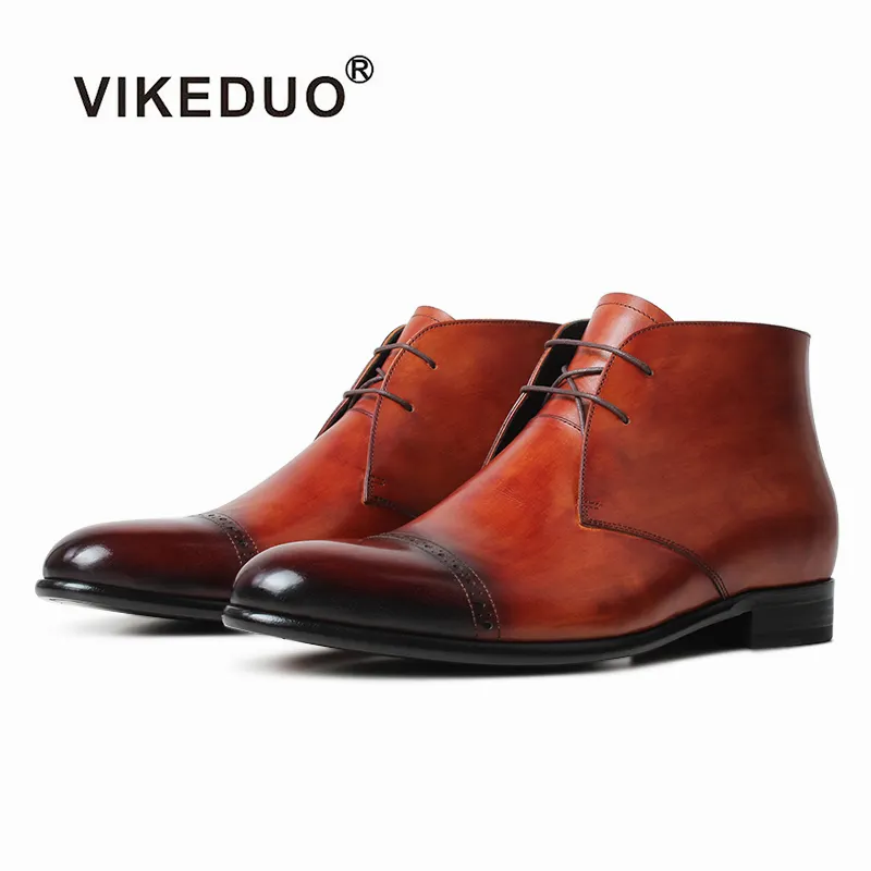 Vikeduo Hand Made Men's Fashion Trends For Spring Summer 2020 Season Designer Ankle Mens Leather Shoes Boots