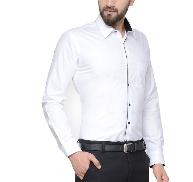 Camisas masculinas de manga longa, plus size, logotipo personalizado, branco, slim, cor lisa, de algodão, manga longa