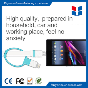 China a granel al por mayor 2 en 1 <span class=keywords><strong>cable</strong></span> de carga <span class=keywords><strong>usb</strong></span> <span class=keywords><strong>cable</strong></span> para <span class=keywords><strong>apple</strong></span> y android - Product Image 3