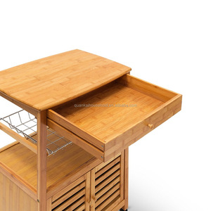 Kitchen Island <strong>Trolley</strong> with Drawer Bamboo <strong>Wheeled</strong> Kitchen Cart - Product Image 6