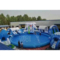 Jouets gonflables géants de l'eau, Commercia gonflable glace neige monde équipement de parc aquatique avec toboggan et piscine pour terrains extérieurs