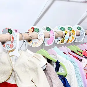 아기 옷장 의류 분배기 세트 6 보육 주최자 옷장 랙 분할 라벨 카드 나이 및 크기