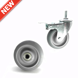 Rolamento de esferas giratório, haste rosca 5 polegadas 100kg capacidade de carregamento tpr material castor rodas de plástico macio silencioso m12 * 30mm