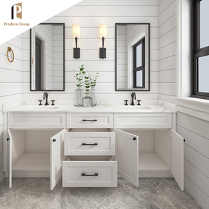 Multifunctional Blue <strong>Vanity</strong> Unit Gold <strong>Bathroom</strong> <strong>Sink</strong> Double <strong>Vanity</strong> 72 for Prefabhouses