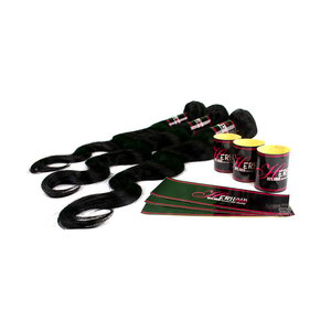 Extensiones de paquete de cabello humano virgen con logotipo personalizado pegatinas de envoltura de embalaje, etiquetas de cabello autoadhesivas de marca personalizada - Product Image 1