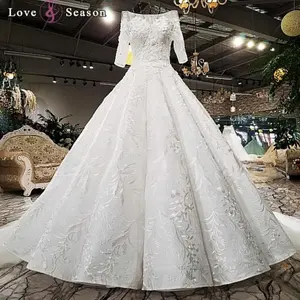 Jancember LS0088 nuovo design indiano lungo da sposa abiti da sposa bianco di alta qualità del merletto di modo del vestito da sposa abito da sposa di lusso