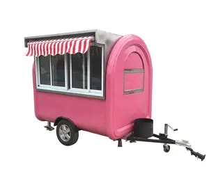 Chopower pink mobile street food trailer bbq grill food cart beef hot dog truck with awning