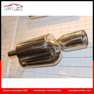 Silenciador de escape Universal de doble bucle cromo pulido-entrada de 2,5" - Product Image 1