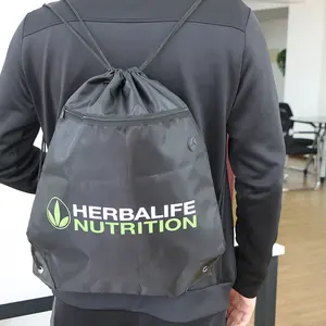 Eco-friendly Waterproof Outdoor Polyester Backpack Custom Logo Polyester Drawstring Bag