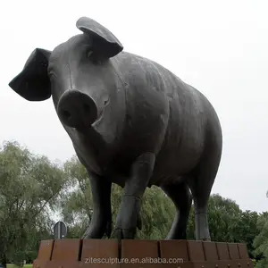 Hochwertige Garten dekor Lebensgröße Abstrakte Bronze Schweine Skulptur