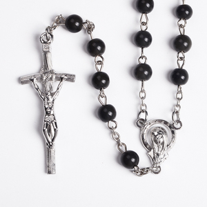 <span class=keywords><strong>Rosario</strong></span> Cattolico con Croce e Perle di Vetro <span class=keywords><strong>Nero</strong></span> per Preghiera, Best Seller - Product Image 1