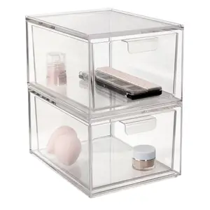 Penyusun Makeup Stackable Laci Penyimpanan Organizer Kamar Mandi Akrilik Tempat Penyimpanan Plastik Bening untuk Meja Rias