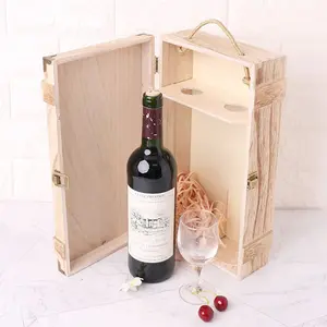 Navidad actividades Cajas de Regalo único de logotipo personalizado madera rojo cajas de vino de botella de vino caja de madera