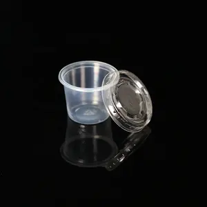 Одноразовая прозрачная пластиковая чашка для соуса с крышкой, 1 унция