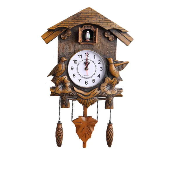 Relógio de parede decorativo de madeira para casa com som de pássaro cuco relógio de parede