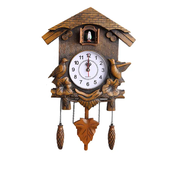 Hot Selling Home Decoratieve Houten Wandklok Met Vogelgeluid Koekoekoek Vogel Wandklok