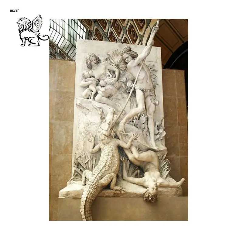 Statua di scultura di rilievo di pietra di marmo della scultura di pietra della parete di progettazione personalizzata all'ingrosso per la decorazione esterna MRG-06