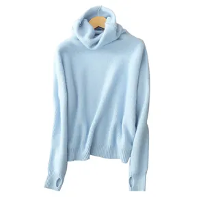 Turtleneck 7GG Winter Thick Cashmere Pullover Sweater for Lady