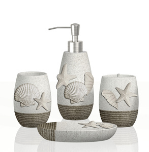 2024 New Design Sandstone Polyresin <strong>Bathroom</strong> <strong>Accessories</strong> <strong>Set</strong> - Product Image 3