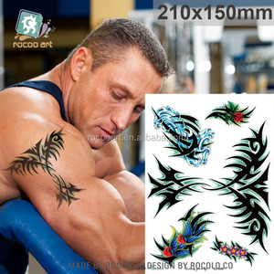 LC834/<span class=keywords><strong>tatuaje</strong></span> para brazo hombro grande para hombres-pegatinas <span class=keywords><strong>tatuaje</strong></span> temporal cráneo humano flor - Product Image 4