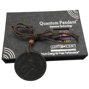 Colgante Unisex de Diseño Clásico Cristiano de la Divina Misericordia de Jesús, con Energía Cuántica, Regalo, Piedra Redonda de Lava Negra de 20 mm - Product Image 4