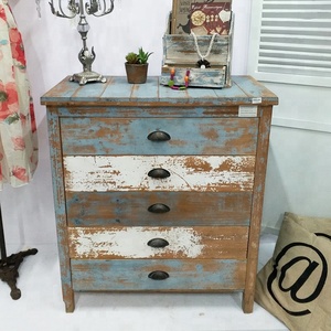 Mobili da Salotto Shabby Chic all'Ingrosso Cassettiera <span class=keywords><strong>Vintage</strong></span> in Legno Riciclato Usato Arredamento Soggiorno Shabby Chic - Product Image 2