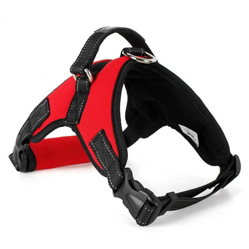 Comfortable XXL Neoprene Dog Vest Harness Quick Release Training Set Red Collar Leash Full Size Pet Dogs Includes XXL Leashes