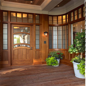 Paneles de <span class=keywords><strong>Puerta</strong></span> de <span class=keywords><strong>Madera</strong></span> y Vidrio Aislantes para Villa con Diseño Elegante y Dos Luces Laterales - Product Image 2