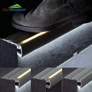 Perfil de aluminio, paso de iluminación, extrusión, arriba y abajo, iluminación de borde de escalera