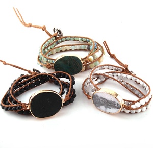 <span class=keywords><strong>Bracciale</strong></span> da <span class=keywords><strong>Donna</strong></span> alla Moda Fatto a Mano con Perle di Pietra Naturale e Vetro, <span class=keywords><strong>Bracciale</strong></span> Avvolgente in <span class=keywords><strong>Pelle</strong></span> a 3 Fili per Uomo, Dropshipping - Product Image 3