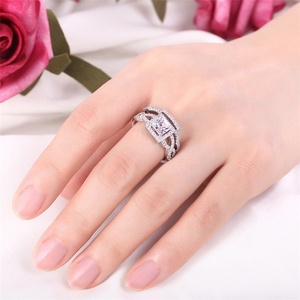 <strong>Silver</strong> Halo Engagement <strong>Ring</strong> <strong>Set</strong> for Women Cubic Zirconia Jewelry Genuine 925 <strong>Sterling</strong> <strong>Silver</strong> Double <strong>Ring</strong> <strong>Set</strong> - Product Image 2