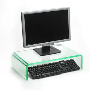 होम प्रीमियम हरे किनारे एक्रिलिक कीबोर्ड कवर उठने गिलास हरी एक्रिलिक यू के आकार का कंप्यूटर मॉनिटर स्टैंड रेंज
