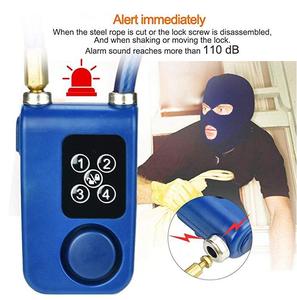 <span class=keywords><strong>Candado</strong></span> de Cable para Bicicleta Eléctrica o <span class=keywords><strong>Scooter</strong></span>, Diseño Antirrobo, Alarma con Contraseña de 4 Dígitos, Sirena, Resistente al Agua IP55, de Acero - Product Image 4