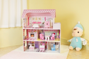 WEIFU 3 <span class=keywords><strong>pisos</strong></span> de madera de los niños grandes de Casa de muñeca con mucho muebles - Product Image 2