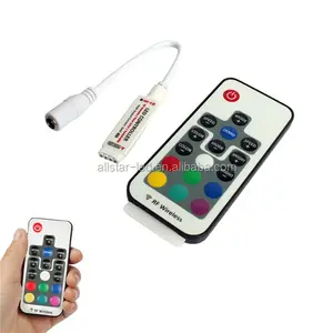 DC 5V-24V 12A RGB Mini LED Controller With 17-key RF Wireless Remote Control Dimmer For 5050 3528 5630 LED Strip Lights