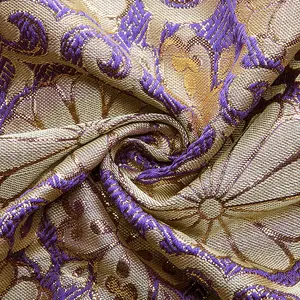 Hangzhou tekstil yüksek kaliteli metalik çiçek deseni bayan konfeksiyon iplik kumaş boyalı kumaş