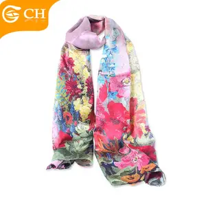 Latest Style Fashionable Pashmina Lady Silk Infinity Magic Scarf Custom Digital Printing Silk Scarves