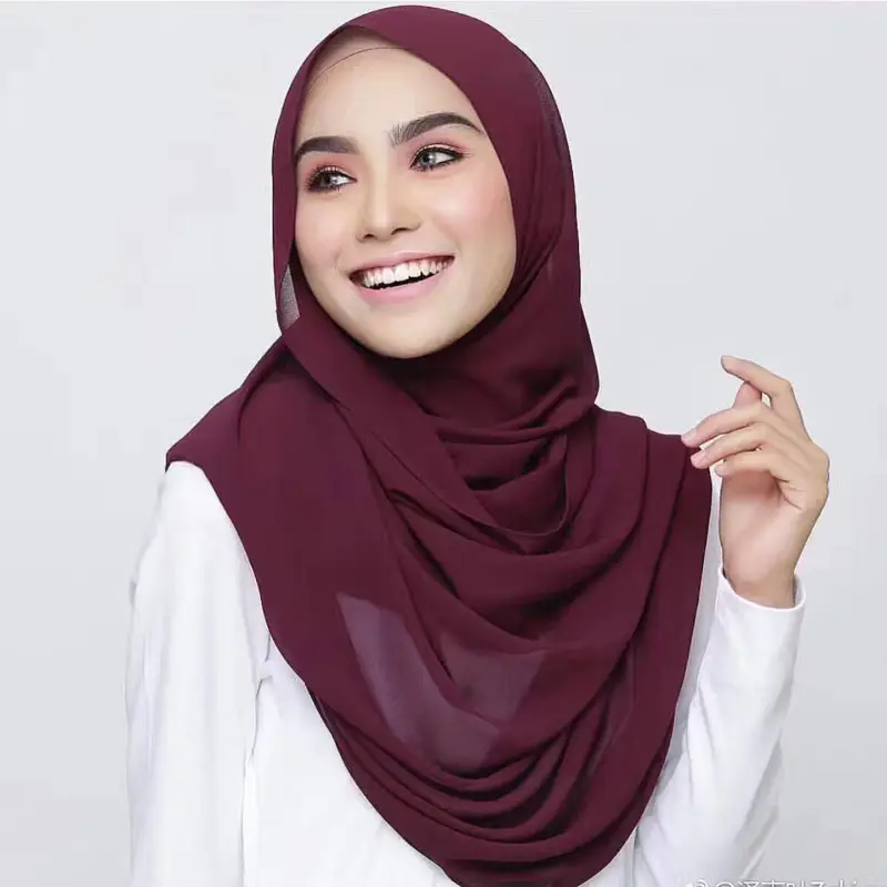 Hijab venda por atacado de georgette liso, material de chiffon para mulheres de verão
