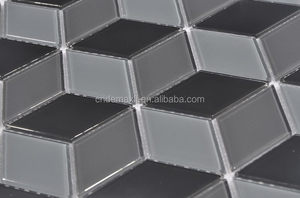 Poli Noir et <span class=keywords><strong>Blanc</strong></span> Cube 3D Salle De Bains Mur Mosaïque De Marbre Carrelage - Product Image 2