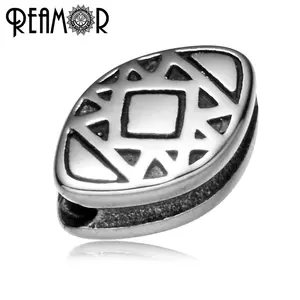 REAMOR 1.5mm Small Hole 316L Stainless steel Evil Eye Beads Metal Charm Spacer Beads For Rope Bracelet Jewelry Making DIY Beads