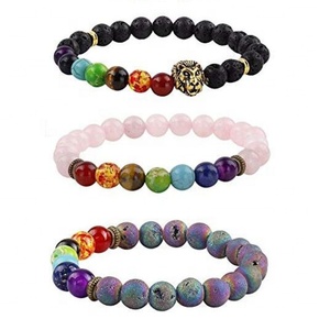 Braccialetto di Design alla Moda con Perle Rotonde in Quarzo Rosa e 7 <span class=keywords><strong>Chakra</strong></span>, <span class=keywords><strong>Pietre</strong></span> <span class=keywords><strong>Curative</strong></span> ed Equilibranti per Yoga - Product Image 5