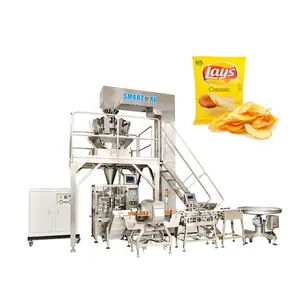 Automatische Hoch geschwindigkeit gewichtung Stickstoff beutel Snack Kartoffel chips Verpackungs maschine Zum Befüllen von Pommes Frites Bananen scheibe Süßigkeiten